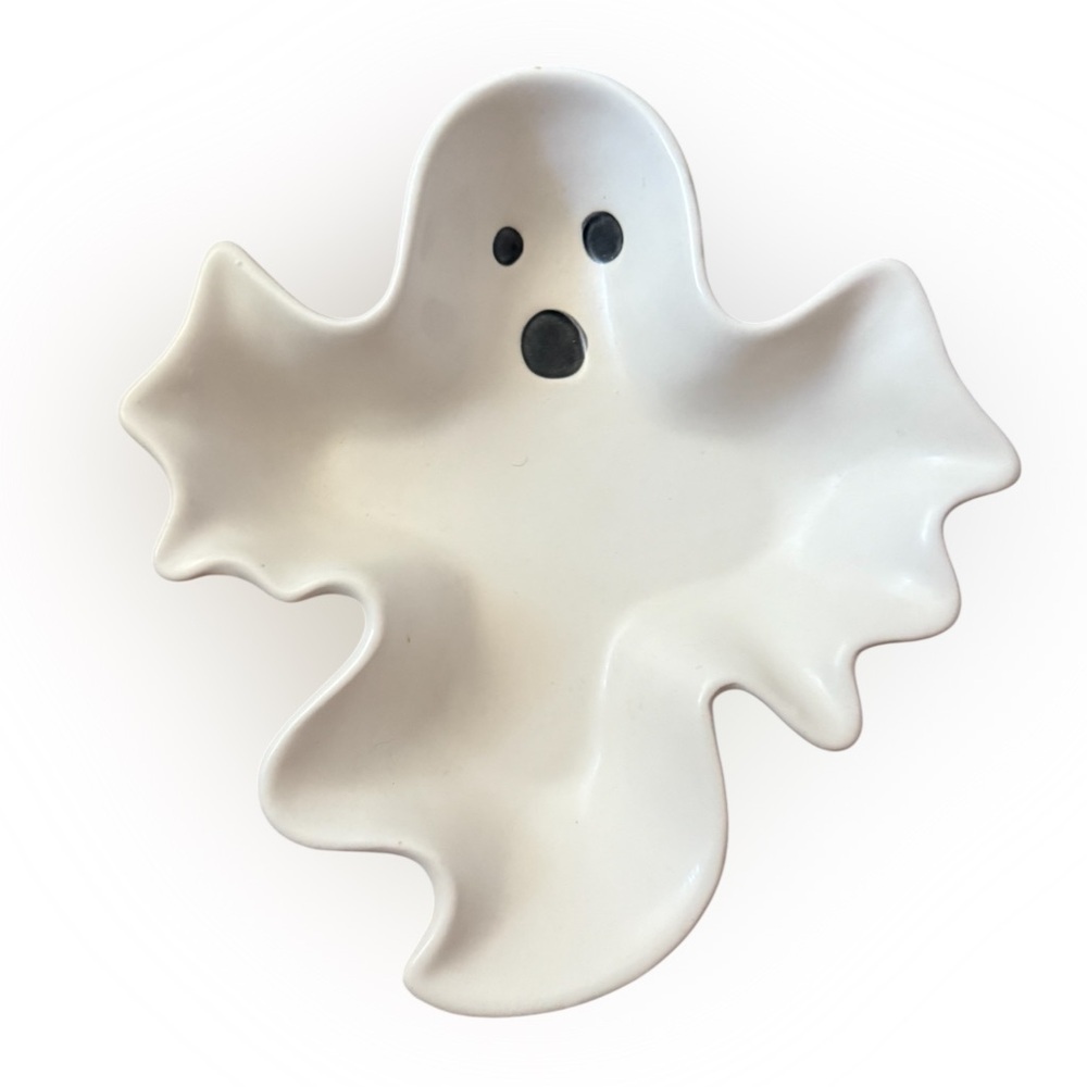 Mugshotz White Ghost Halloween Ceramic Candy/Serving Dish